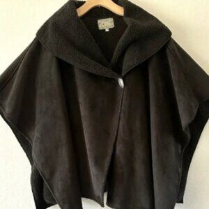 Silverado Poncho Cape Cowgirl Western Faux Suede Leather Black One Size READ